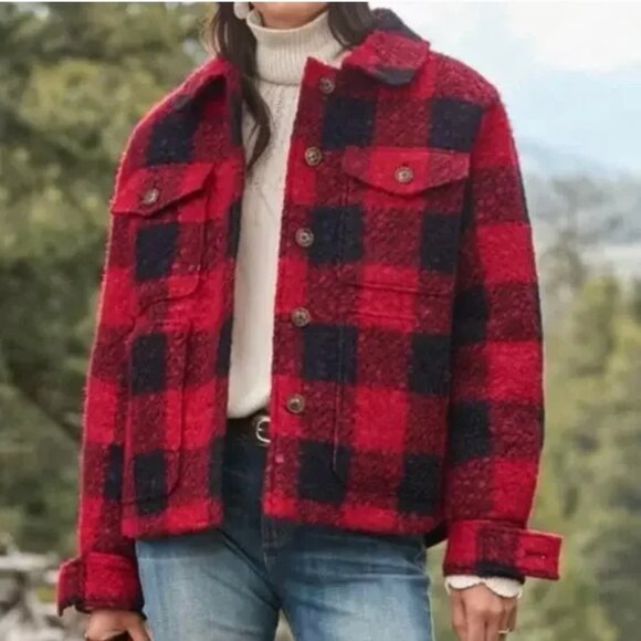 Sundance Woodcutter's Plaid Jacket Boucle Buffalo Plaid - Picture 2 of 6